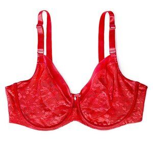 New! Curvy Couture Red Smooth Seamless Lace Unlined Bra 4289